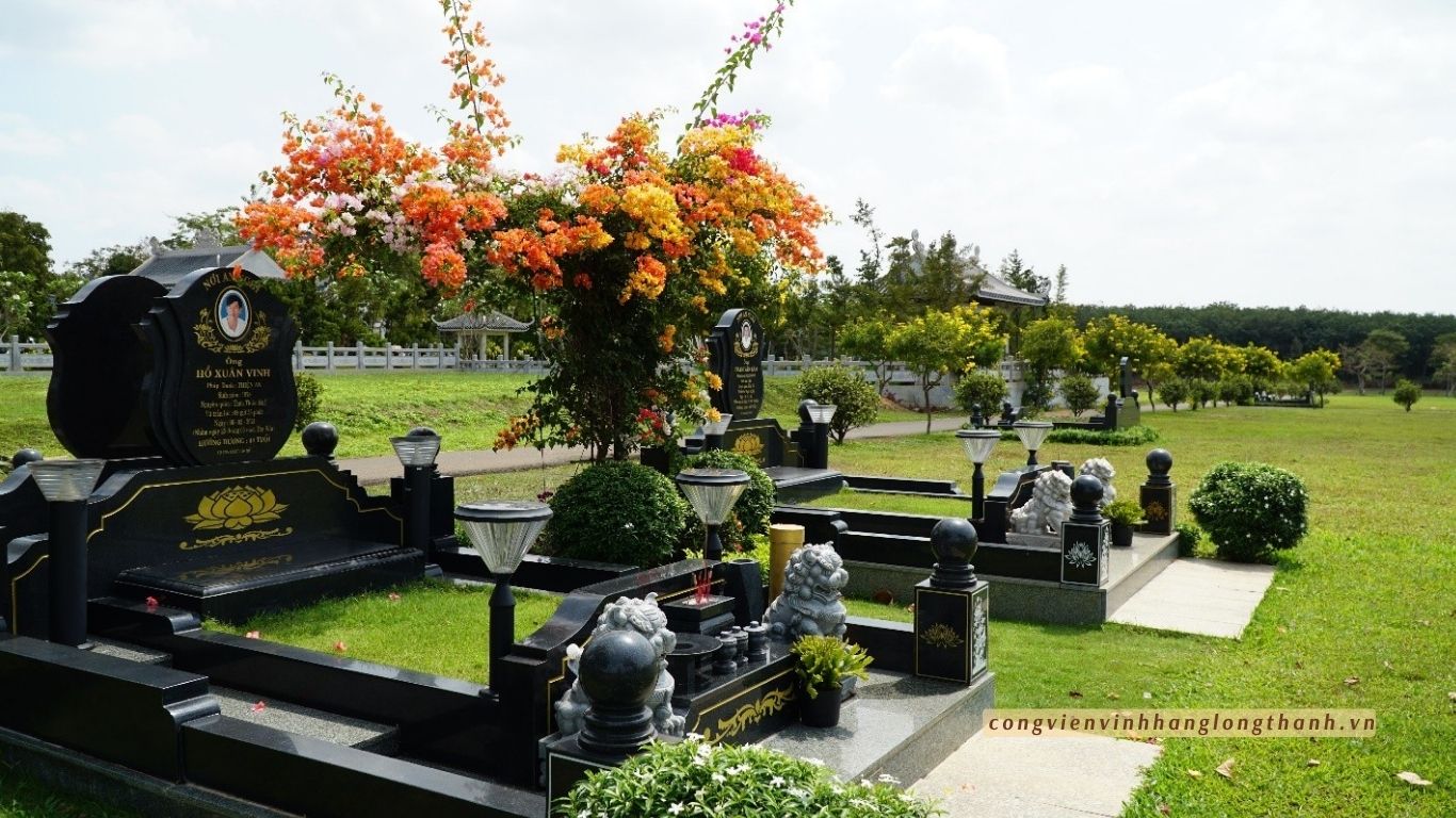 Mộ đơn thiết kế cách điệu hình hoa sen tinh tế, trang trọng