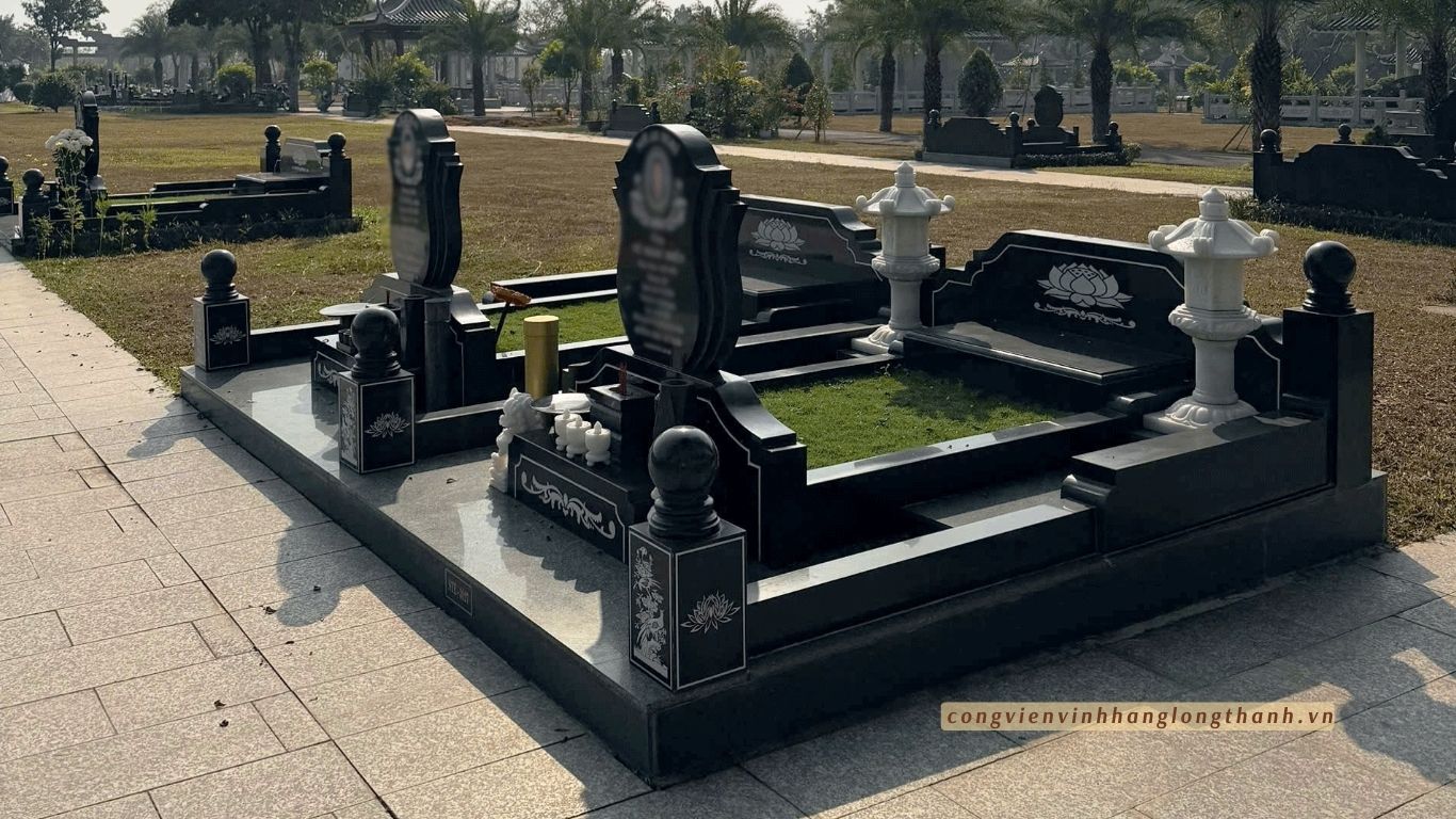 Một Khu mộ được quy hoạch đồng bộ theo mẫu Bia trước tại công viên vĩnh hằng long thành